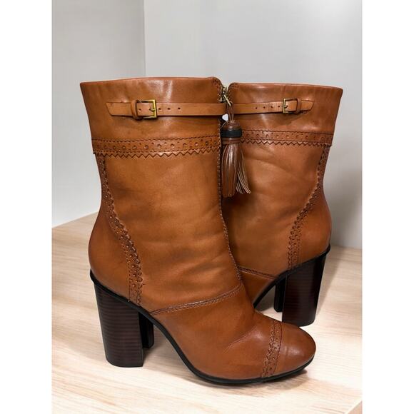 Tory Burch Huxley Tassel Burnished Leather Ankle Boot Size 9.5M - Picture 6 of 11